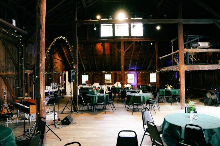 The barn venue set up for An Evening with Zac Clark and Friends
